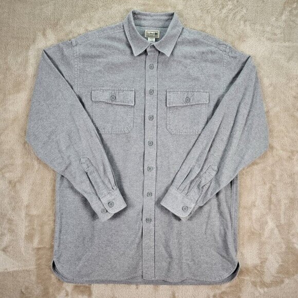 L.L.Bean Men's Chamois Shirt Long Sleeve Button-Down Gray Size LT Tall Outdoor - Picture 2 of 10